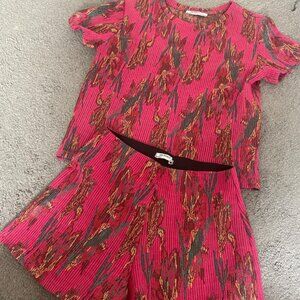 Zara Trafaluc Pink Ribbed Crop Top & Shorts Set – Trendy & Comfy Matching Outfit